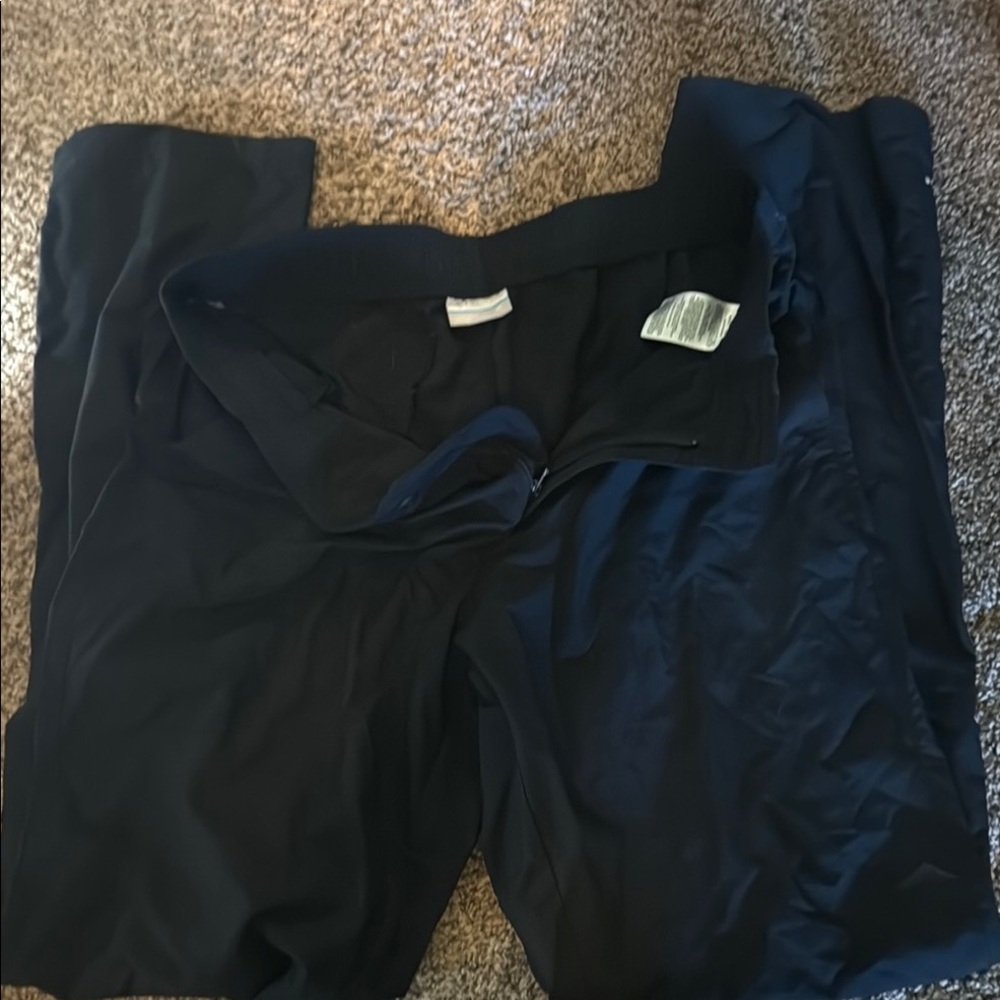 Black Casual Pants with Elastic Waistband and Tapered Legs